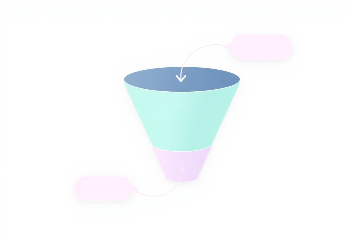 Illustration of a marketing funnel with arrows and message bubbles